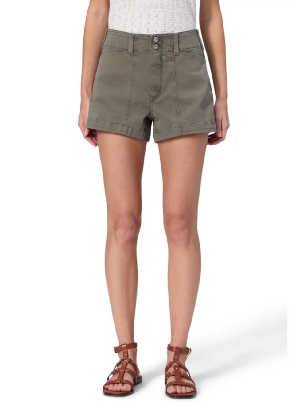 Paige Olivia Denim Utility Shorts Vintage Ivy Green Lightweight Denim Sz 25 NWOT